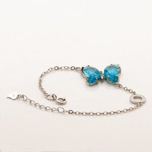 Blue Butterfly CZ Sterling Silver Bracelet 925, Minimalist Women's Bracelet